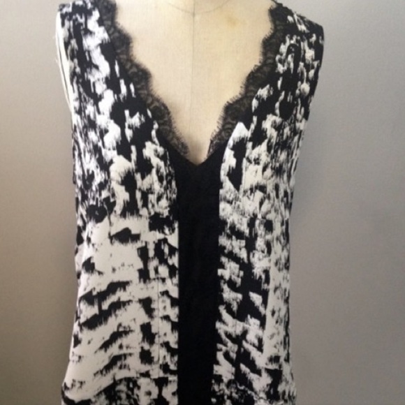 BCBG Coco lace trimmed silk top - Picture 3 of 9